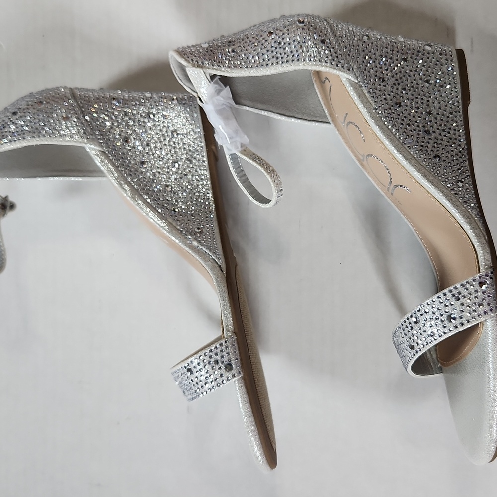 Wedge Gray Sparkle Sandals Buckle Closure - 7.5 NWT